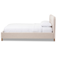 Baxton Studio BBT6569-Beige-Queen Germaine Modern Queen Size Grid-Tufting Platform Bed